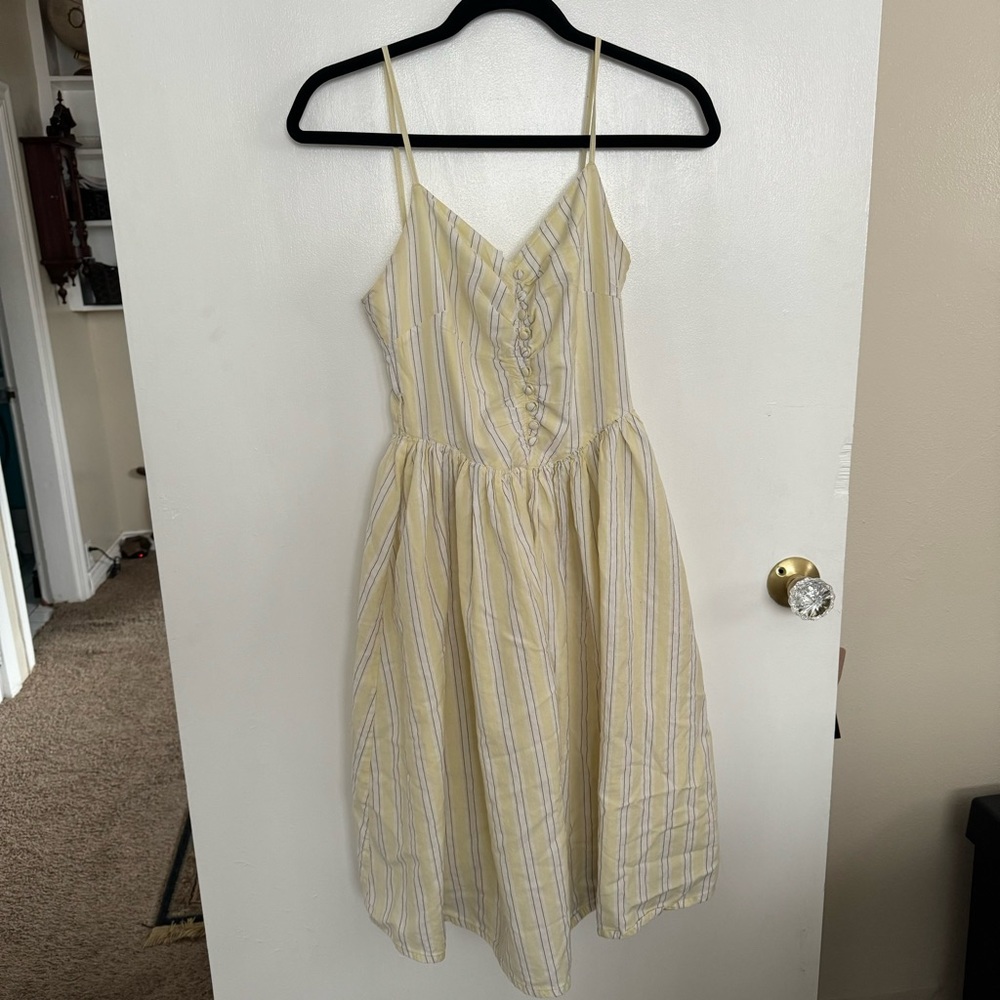 H&M Yellow Striped *Vintage Style* Sun Dress Women's Size 4 Cottagecore Coastal
